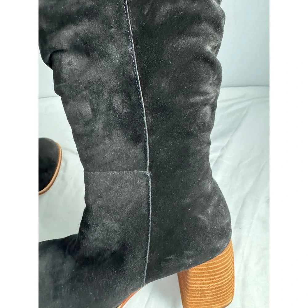 Kork-ease black Suede‎ Square Toe Slouchy Knee High Boots Size 9M